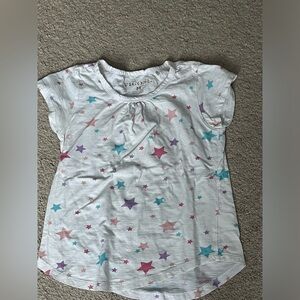 Vigoss Girls White Tee Shirt with Rainbow Pastel Stars Size M